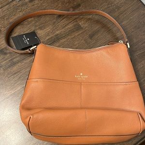 Kate Spade Bailey Leather Hobo Shoulder Bag Top Zip Warm Ginger Bread K4650